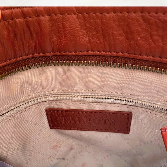 Talbots Red Leather Tassel Crossbody | Pebbled Leather Everyday Bag - Picture 6 of 6